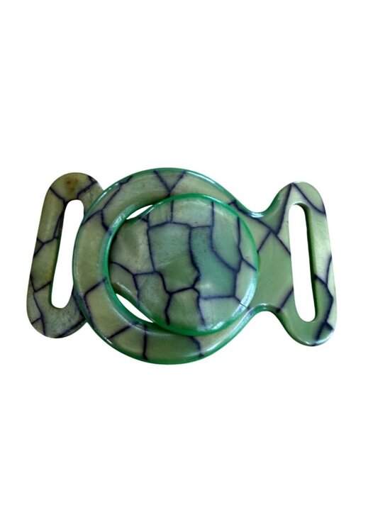 None Jewelry - Gorgeous! Vintage Art Deco Tortoise Green Pearly Bakelite Belt Buckle